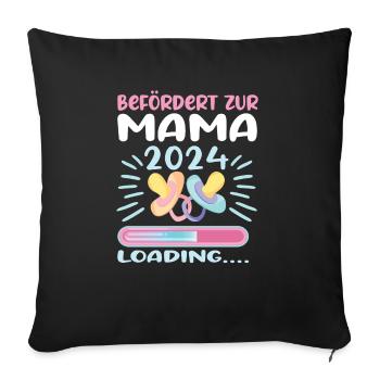 Mama 2024 werdende Mutter Schwangerschaft - Sofakissenbezug 45 x 45 cm - Schwarz - Vorne