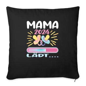 Mama 2024 werdende Mutter Schwangerschaft - Sofakissenbezug 45 x 45 cm - Schwarz - Vorne