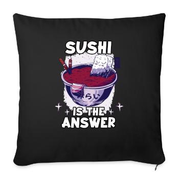Kawaii Japon ramen fan lover nigiri maki - Housse de coussin décorative 45 x 45 cm - noir - Devant