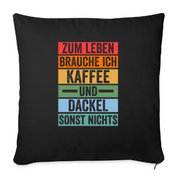 Kaffee Hund Dachshund Dackel - Sofakissenbezug 45 x 45 cm - Schwarz - Vorne