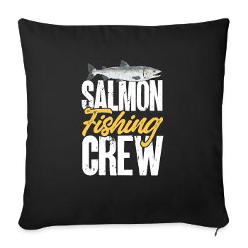 Pêche au saumon Pêcheur de saumon - Housse de coussin décorative 45 x 45 cm - noir - Devant