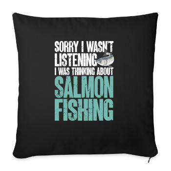Pêche au saumon Pêcheur de saumon - Housse de coussin décorative 45 x 45 cm - noir - Devant