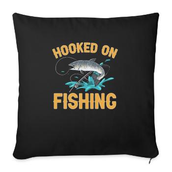 Pêche au saumon Pêcheur de saumon - Housse de coussin décorative 45 x 45 cm - noir - Devant