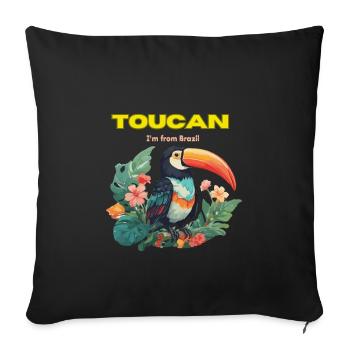 TOUCAN ET JARDIN TROPICAL - Housse de coussin décorative 45 x 45 cm - noir - Devant