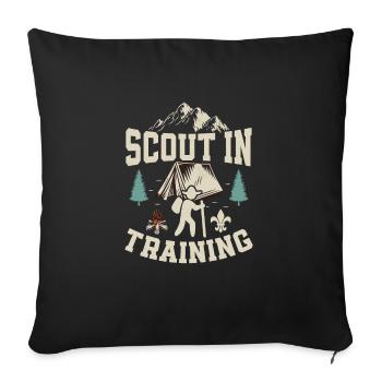 Début de l’aventure scoute : Tee d’entraînement - Housse de coussin décorative 45 x 45 cm - noir - Devant