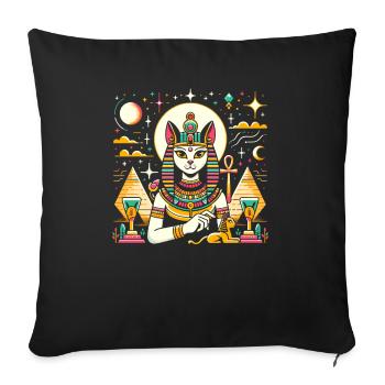 Bastet Déesse égyptienne Égypte Pyramide Égypte - Housse de coussin décorative 45 x 45 cm - noir - Devant