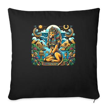 Bastet Déesse égyptienne Égypte Pyramide Égypte - Housse de coussin décorative 45 x 45 cm - noir - Devant