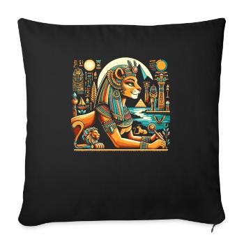 Bastet Déesse égyptienne Égypte Pyramide Égypte - Housse de coussin décorative 45 x 45 cm - noir - Devant
