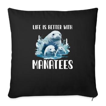 La vie est meilleure avec les lamantins, les animaux aquatiques - Housse de coussin décorative 45 x 45 cm - noir - Devant