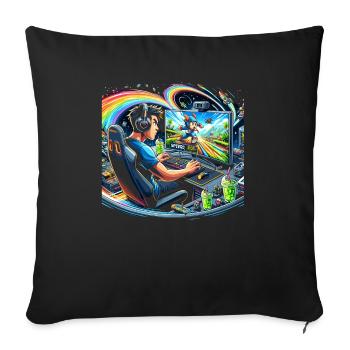 Speedrunning Joueur de jeux vidéo Gamer Gaming - Housse de coussin décorative 45 x 45 cm - noir - Devant