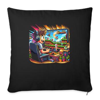 Speedrunning Joueur de jeux vidéo Gamer Gaming - Housse de coussin décorative 45 x 45 cm - noir - Devant