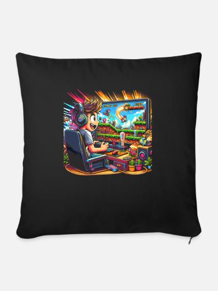 Speedrunning Videospieler Gamer Gaming - Sofakissenbezug 45 x 45 cm - Schwarz
