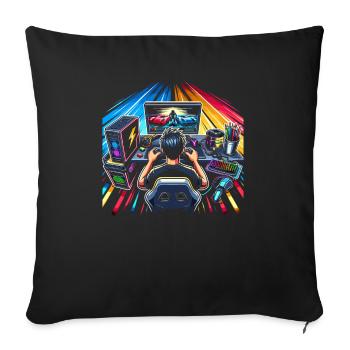 Speedrunning Joueur de jeux vidéo Gamer Gaming - Housse de coussin décorative 45 x 45 cm - noir - Devant