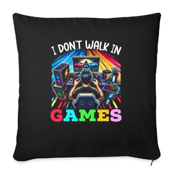 Speedrunning Video Game Player Gamer Gaming - Sofa pillowcase 17,3'' x 17,3'' (45 x 45 cm) - black - Front