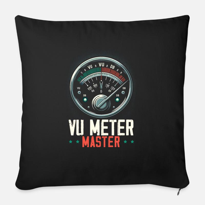 VU Meter Audiopile Ingénieur du son de musique analogique - Housse de coussin décorative 45 x 45 cm - noir