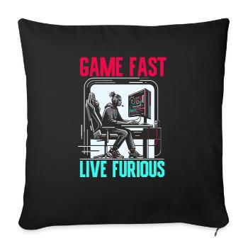 Speedrunning Video Game Player Gamer Gaming - Sofa pillowcase 17,3'' x 17,3'' (45 x 45 cm) - black - Front