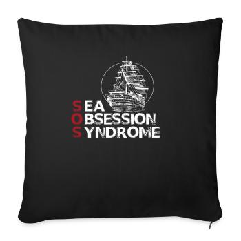 vintage voile hobby marin casquette capitaine - Housse de coussin décorative 45 x 45 cm - noir - Devant