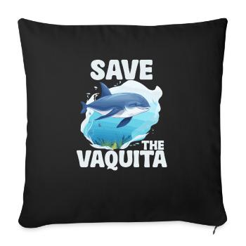 Save the Vaquita Porpoise Cochito - Sofa pillowcase 17,3'' x 17,3'' (45 x 45 cm) - black - Front