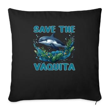 Save the Vaquita Porpoise Cochito - Sofa pillowcase 17,3'' x 17,3'' (45 x 45 cm) - black - Front