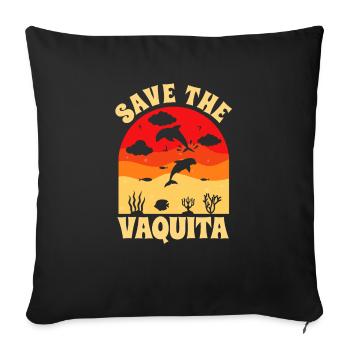 Save the Vaquita Porpoise Cochito - Sofa pillowcase 17,3'' x 17,3'' (45 x 45 cm) - black - Front