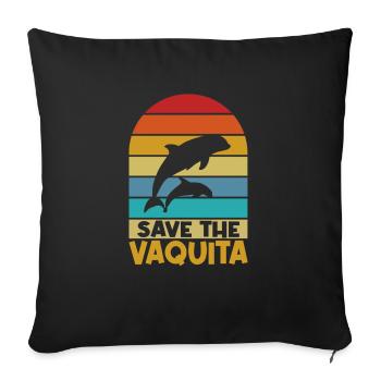 Save the Vaquita Porpoise Cochito - Sofa pillowcase 17,3'' x 17,3'' (45 x 45 cm) - black - Front
