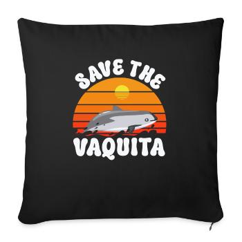 Save the Vaquita Porpoise Cochito - Sofa pillowcase 17,3'' x 17,3'' (45 x 45 cm) - black - Front