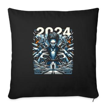 2024 - Sofakissenbezug 45 x 45 cm - Schwarz - Vorne