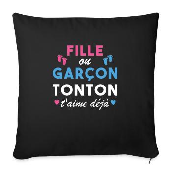 Fille ou Garçon Tonton T aime Déjà - Housse de coussin décorative 45 x 45 cm - noir - Devant