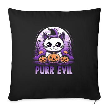 Décoration Halloween Chibi Chats Cadeau - Housse de coussin décorative 45 x 45 cm - noir - Devant
