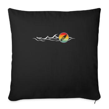 Surf Tropical Surfing Planche de surf d’été Retro - Housse de coussin décorative 45 x 45 cm - noir - Devant