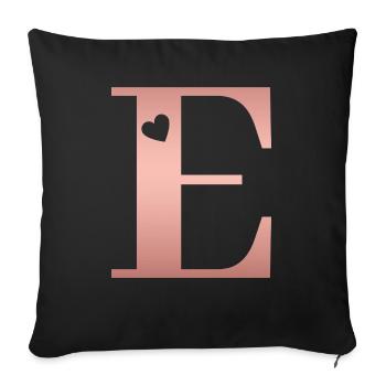 Letter E Rose Gold - Sofa pillowcase 17,3'' x 17,3'' (45 x 45 cm) - black - Front
