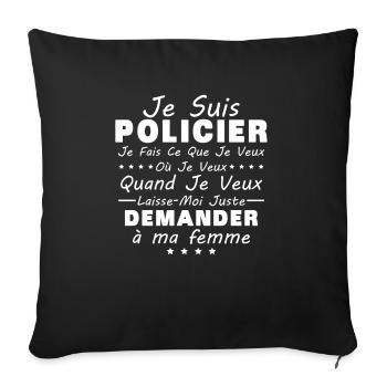 Policier En Couple Idée Cadeau Pour Mon Mari - Housse de coussin décorative 45 x 45 cm - noir - Devant