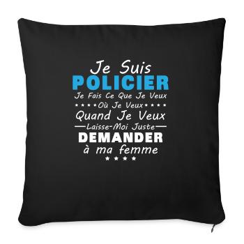 Policier En Couple Idée Cadeau Pour Mon Mari - Housse de coussin décorative 45 x 45 cm - noir - Devant