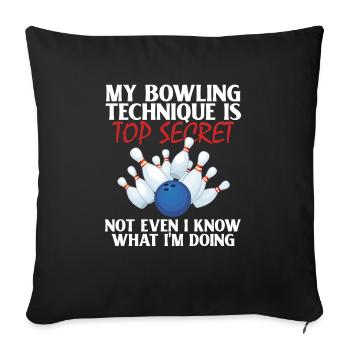 Ma Technique de Bowling Secret Funny Bowler - Housse de coussin décorative 45 x 45 cm - noir - Devant