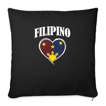 Philippines drapeau philippin fierté je cadeau - Housse de coussin décorative 45 x 45 cm - noir - Devant