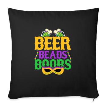 Perles de bière Seins Mardi Gras Carnaval - Housse de coussin décorative 45 x 45 cm - noir - Devant