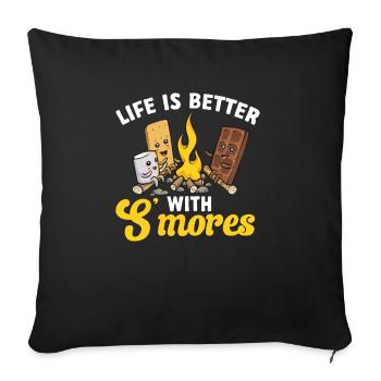 S'more Lagerfeuer Marshmallow Camping - Sofakissenbezug 45 x 45 cm - Schwarz - Vorne