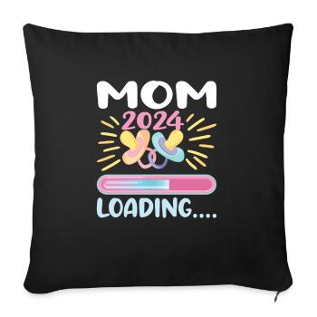 Maman 2024 Enceinte Maman Grossesse - Housse de coussin décorative 45 x 45 cm - noir - Devant