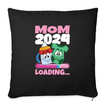 Maman 2024 Enceinte Maman Grossesse - Housse de coussin décorative 45 x 45 cm - noir - Devant