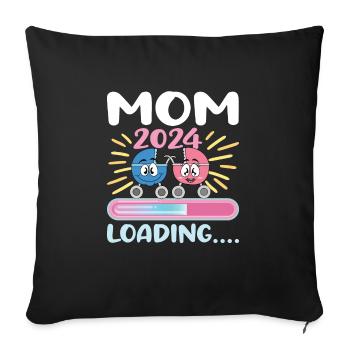 Maman 2024 Enceinte Maman Grossesse - Housse de coussin décorative 45 x 45 cm - noir - Devant