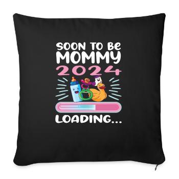 Maman 2024 Enceinte Maman Grossesse - Housse de coussin décorative 45 x 45 cm - noir - Devant