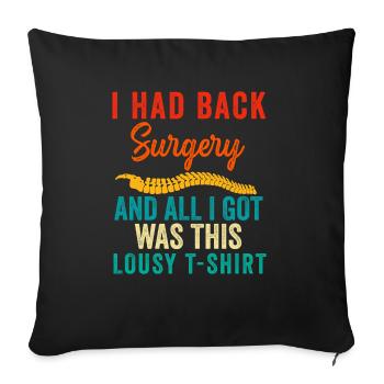 Retour Récupération post-opératoire Hommes Femmes Discectomie - Housse de coussin décorative 45 x 45 cm - noir - Devant