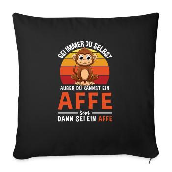 Retro Affen Spruch Für Affen Liebhaber & Äffchen - Sofakissenbezug 45 x 45 cm - Schwarz - Vorne