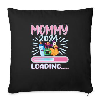 Maman 2024 Enceinte Maman Grossesse - Housse de coussin décorative 45 x 45 cm - noir - Devant