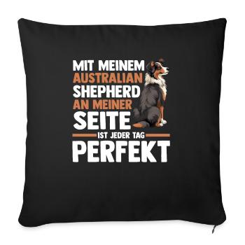 Australian Shepherd Hund Aussie - Sofakissenbezug 45 x 45 cm - Schwarz - Vorne