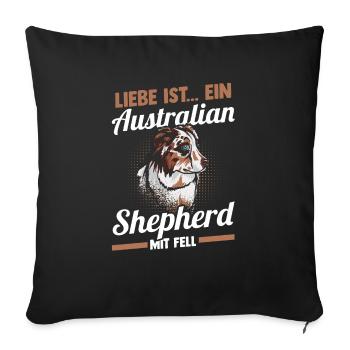 Australian Shepherd Hund Aussie - Sofakissenbezug 45 x 45 cm - Schwarz - Vorne