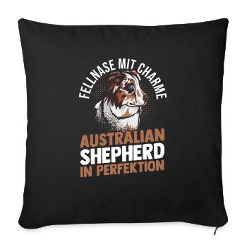 Australian Shepherd Hund Aussie - Sofakissenbezug 45 x 45 cm - Schwarz - Vorne