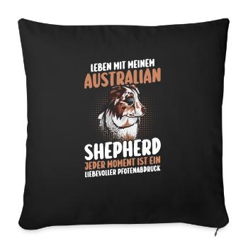 Australian Shepherd Hund Aussie - Sofakissenbezug 45 x 45 cm - Schwarz - Vorne