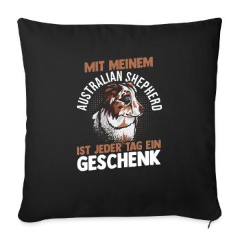 Australian Shepherd Hund Aussie - Sofakissenbezug 45 x 45 cm - Schwarz - Vorne