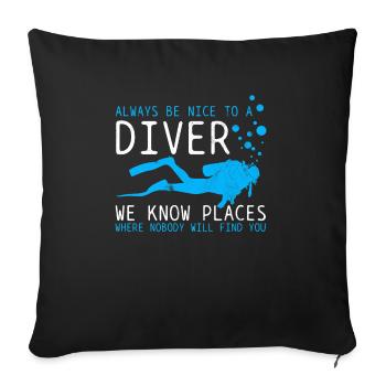Diving Funny Vintage Diver Gift - Sofa pillowcase 17,3'' x 17,3'' (45 x 45 cm) - black - Front